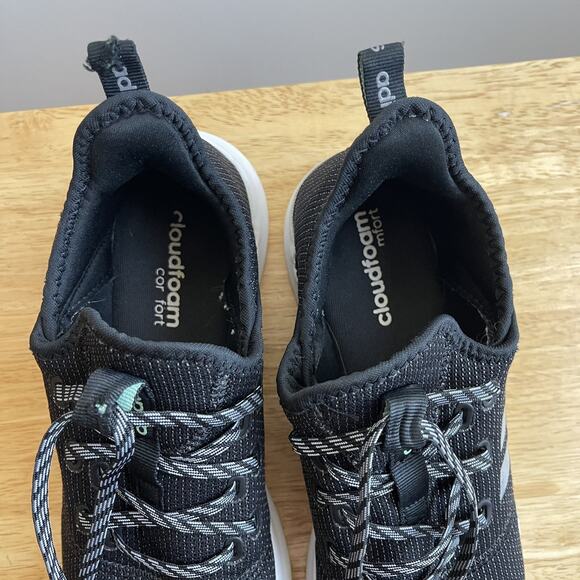 Adidas Shoes Womens 9.5 Cloudfoam Pure Athletic Low Sneakers Black Mesh - Picture 5 of 8